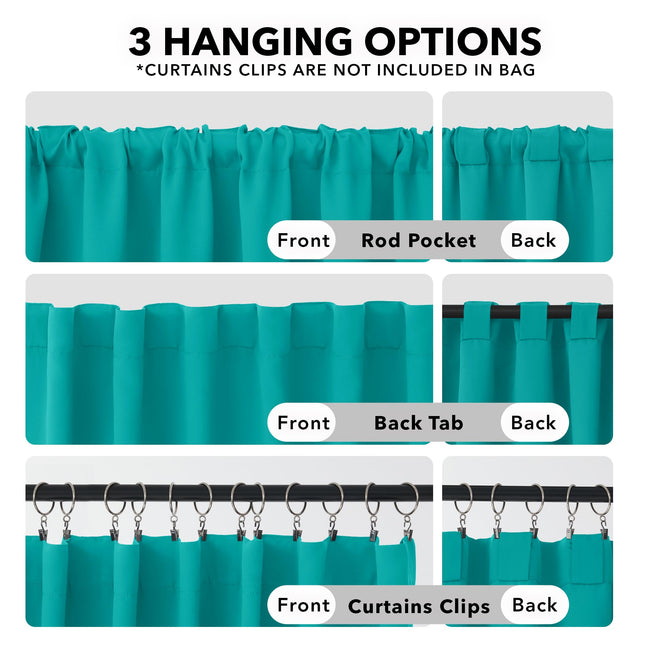 Deconovo Thermal Insulated Back Tab and Rod Pocket Curtains 84 Inch Long, Blackout Curtains for Living Room Light Blocking Curtains, 42x84 Inch, Turquoise, 2 Panels