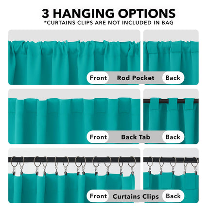 Deconovo Thermal Insulated Drapes and Curtains- Back Tab and Rod Pocket Blackout Curtains for Kid Bedroom, 42x54 Inch, Turquoise, 2 Panels