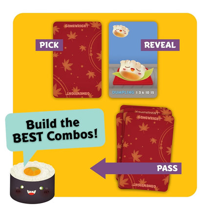 Gamewright , Sushi Go , Card Game , Ages 8+ , 2-5 Players , 15 Minutes Playing Time