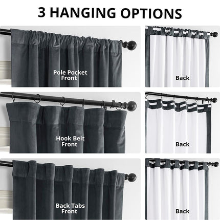 HPD Half Price Drapes Signature Velvet Thermal Blackout Curtains for Living Room 108 Inch Long 1 Panel Rod Pocket Insulated Blackout Curtains for Bedroom Window Curtains, 50Wx108L, Distance Blue Grey
