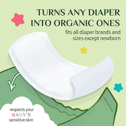 Organyc Baby Nappy Liners - 100% Certified Organic Cotton - Sensitive Skin - Fits All Brands and Sizes of Nappies Except Newborn - Pack of 20