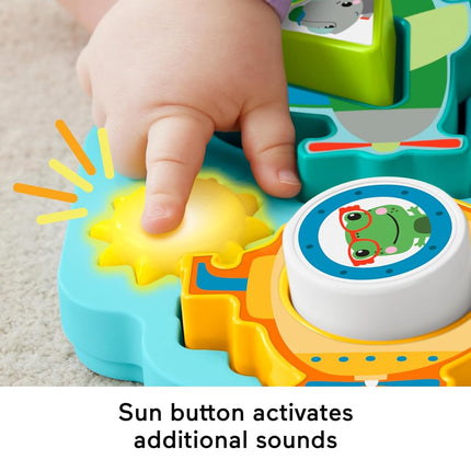 Fisher-Price Baby Sorting Toy Shapes & Sounds Vehicle Puzzle with Music & Lights for Fine Motor Play, Ages 9M+, HRP31