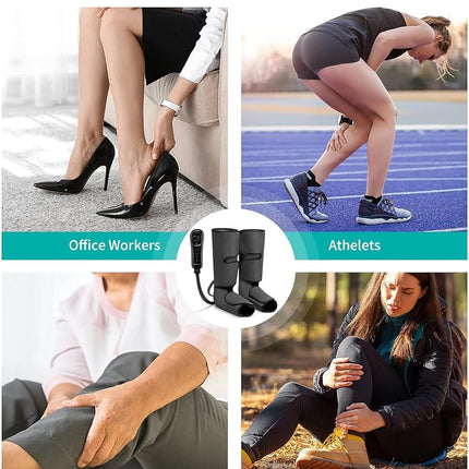 Masseur de jambes Nekteck avec compression d'air pour la circulation et la relaxation, appareil de massage des pieds et des mollets avec télécommande, 2 modes, 3 intensités, enveloppes de jambes réglables pour la maison et le bureau