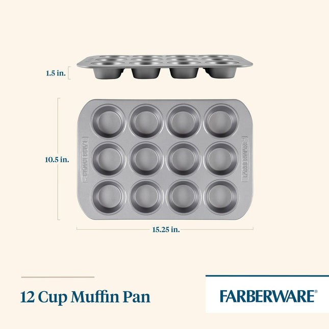 Molde para 12 magdalenas y cupcakes Farberware antiadherente, gris