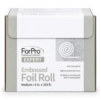 ForPro Professional Collection Expert Embossed Aluminum Foil Roll, 320 Ft Hair Foils for Color Application and Highlighting Services, Silver, Medium, 5W