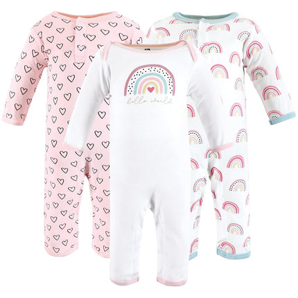 Hudson Baby baby-girls Cotton Coveralls, Modern Rainbow, 3-6 Months