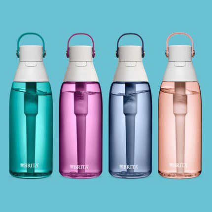 Botella de agua Brita aislada con filtro y pajita, reutilizable, regalo de Navidad y relleno de calcetines para hombres y mujeres, plástico sin BPA, Sea Glass, 36 onzas