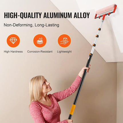 VEVOR Telescoping Extension Pole, 6-24 FT Multi-Purpose Extension Pole, Sturdy Aluminum Alloy Paint Extendable Pole with Flip-Lock Design, Telescopic Pole for Painting, Dusting and Cleaning