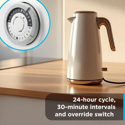 GE 3 Pack, 44801 24-Hour Indoor Basic Timer, Plug-in, Daily On/Off Cycle, 30 Minute Interval, for Lamps, Seasonal Appliances, and Portable Fans, 3 Count, Mini Polarized 1-Outlet | Gray/White
