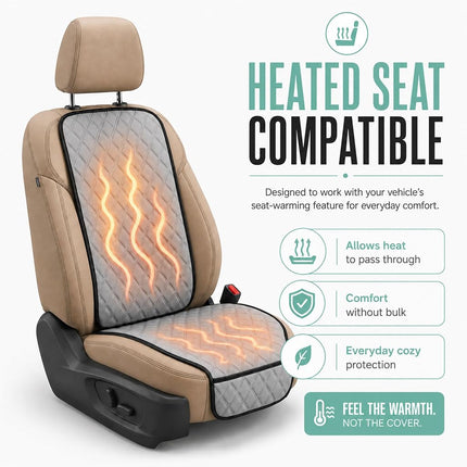 FH Group Car Seat Cushion Front Set Neosupreme Automotive Seat Cushions - Universal Fit, Car Seat Cushion with Front Pockets, Airbag Compatible Car Seat Cushions for SUV, Sedan, Van Gray