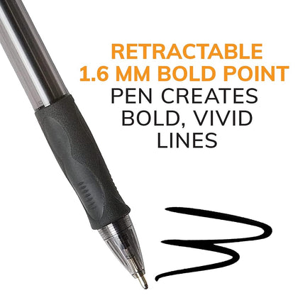 BIC Velocity Bold Retractable Ballpoint Pen, Bold Point (1.6mm), Black, 36-Count