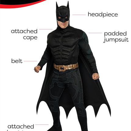 Rubie's Dark Knight Rises Costume, Mens Batman Muscle Costume Style 2, Black, Large (UK 14/16)