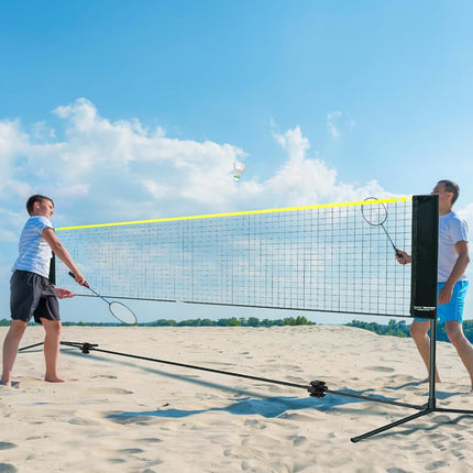 VEVOR Badminton Net, Height Adjustable Volleyball Net, 17ft Wide Foldable Pickleball Net, Portable Easy Setup Tennis Net Set with Poles, Stand and Carry Bag, for Kids Backyard Game Indoor Outdoor Use