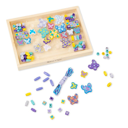 Melissa & Doug Created by Me! Butterfly Beads Wooden Bead Kit, 150+ Beads for Jewellery-Making