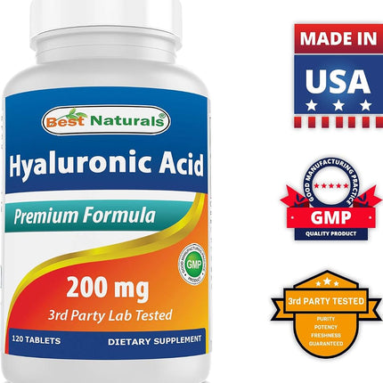 Best Naturals Hyaluronic Acid 200 mg 120 Tablets (Non-GMO, Gluten Free) - Promotes Youthful Healthy Skin & Healthy Joint Function (120 Count (Pack of 2))