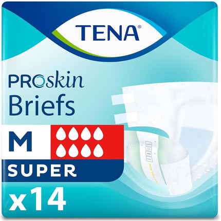 TENA Incontinence Briefs, Super, Medium 14 ea