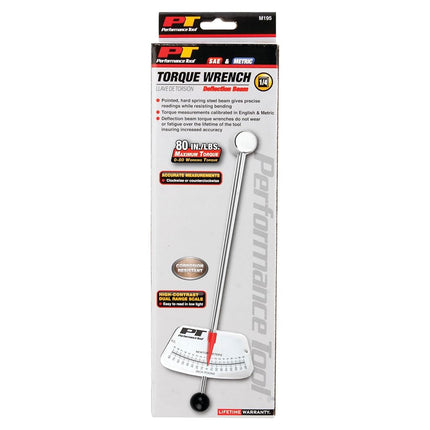 PERFORMANCE TOOL M195 1/4-Inch Drive Torque Beam Wrench - 0-80 inch/lbs | Ball Handle | Accurate Torque Measurement