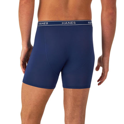 Hanes Men's Value Performance Stretch Boxer Brief Underwear, Moisture-Wicking, 6-Pack, Black/Blue/Grey, S (Pack of 6)