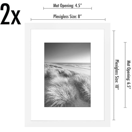 Americanflat 10x8 Photo Frames in White - Set of 2 - Use as 7x5 Photo Frames with Mount or 10x8 Picture Frames without Mount - Horizontal and Vertical Formats for Wall and Tabletop