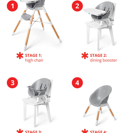 Trona de bebé Skip Hop, trona convertible 4 en 1, EON, gris/blanco