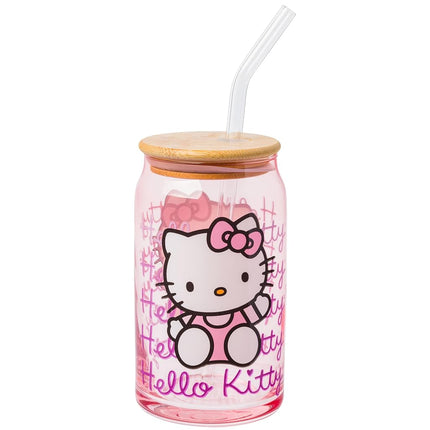 Silver Buffalo Hello Kitty Glass Jar Tumbler with 