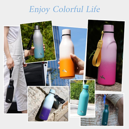 Konokyo Insulated Water Bottle with Strap,18oz Double Wall Stainless Steel Vacuum Bottles Metal Water Flask,Blossom