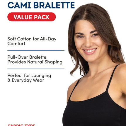 Fruit of The Loom Women's Spaghetti Strap Cotton Pullover Sports Bra Value Pack, Opaque, Cornflower Blue/Lentil/White/Kitty Pink/Grey Heather/Black Hue, 42 (Pack of 6)