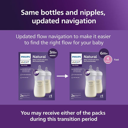 Philips AVENT Natural Baby Bottle with Natural Response Teat, Clear, 330 ml, 2 Pack SCY906/02