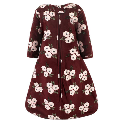 Gigoteuse à manches longues en fausse fourrure peluche Hudson Baby Unisexe pour bébé, couverture portable, motif floral bordeaux, 12-18 mois, motif floral bordeaux, 12-18 mois