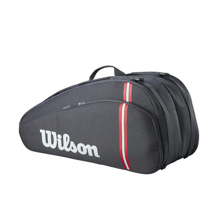 Wilson Tour 12 Tennis Bag, Versatile Bag with a Dedicated Racket Space, Shoe Section and Spacious Accessory Pocket, Dual Carrying Options, Colour: Black