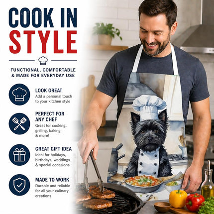 Caroline's Treasures Tablier de cuisine Cairn Terrier The Chef pour femme, homme, unisexe, grande taille, multicolore