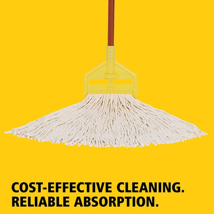 Rubbermaid Commercial FGV11800WH00 Economy Cut-End Cotton Wet Mop Head, 1-inch Headband, 24-ounce, White