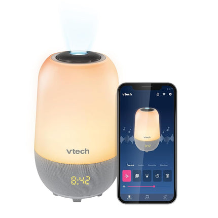 VTech BC8314 V-Hush Pro 2 Bluetooth Sleep Training Soother Speaker, One Touch Night Light Offers Over 250 Color Choices, 100 Stories, 100 Classical Songs, 10 Lullabies and 10 Natural Sounds.