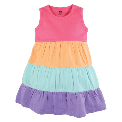 Hudson Baby Baby Girls' Cotton Dresses, Rainbow Stripe, 6-9 Months