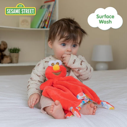 Sesame Street Elmo Blanky Made of Soft Material with Knotted Corners and Pacifer Loop for Babies and Infants