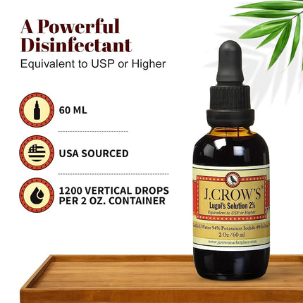 J.CROW'S® Lugol's Solution of Iodine 2% 2 oz Three Pack (3 Bottles)