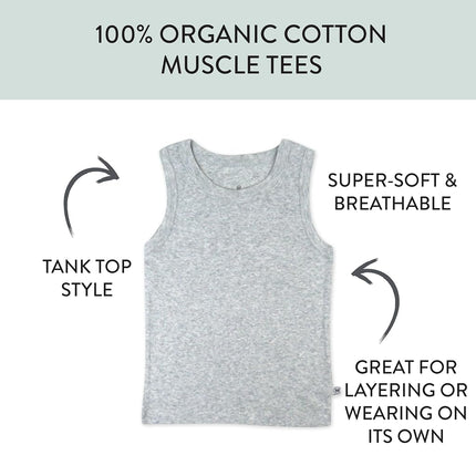 HonestBaby - 100% Organic Cotton Muscle Tank Tops for Babies and Toddlers, Girls, Unisex, Natural Ombre, 3T