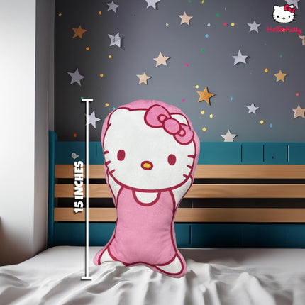 Almohada de peluche Hello Kitty de 15" | Licencia oficial | Suave y abrazable | Rosa/Blanco | Rectangular