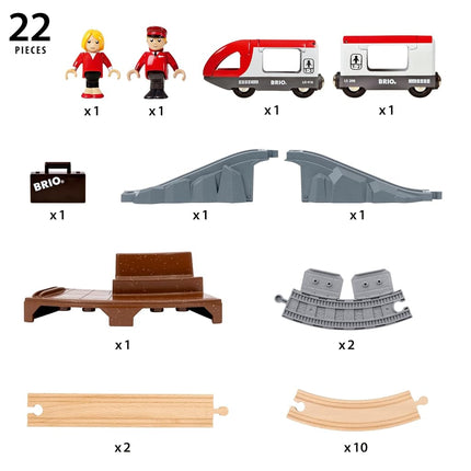 BRIO World Starter Train Set for Kids, 22 Piece Wooden Railway Toy with Figure 8 Track, Travel Train, Tunnel and Station, Ages 3 Years and Up