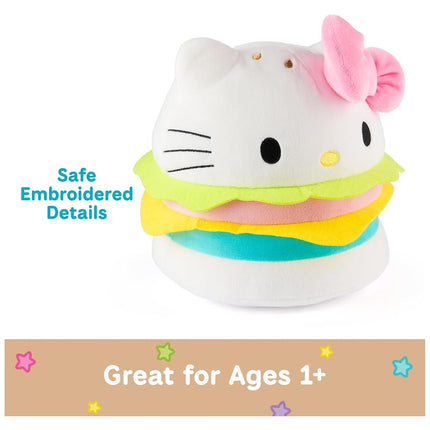 GUND Sanrio Official Hello Kitty Hamburger Plush, Collectible Plush Toy, Stuffed Animal for Ages 1 and Up, Pink/White, 8”