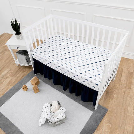 American Baby Company Printed 100% Cotton Jersey Knit Fitted Crib Sheet for Standard Crib & Toddler Mattresses, Navy Whale, for Boys & Girls
