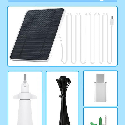 Solar Panel for Security Camera, 5V 4W Solar Panels Charger Compatible with Eufycam 2C/2C Pro/2/2 Pro/E20/E40/E, Micro USB & Type-C Port, IP65 Waterproof, 9.8ft Charging Cable & Wall Mount, 3 Pack
