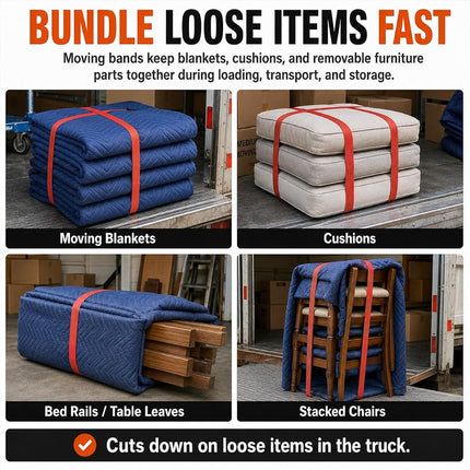 60 Pack Mover Bands – Extra Large Rubber Bands for Moving Blankets, Furniture & Appliances – Heavy-Duty Stretch Bands in 5 Sizes (25", 30", 36", 42", 46")