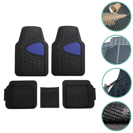 FH Group Car Floor Mats - Heavy-Duty Rubber Floor Mats for Cars, Universal Fit Full Set, Trimmable Automotive Floor Mats, Climaproof Floor Mats for Most Sedan, SUV, Truck Floor Mats Blue