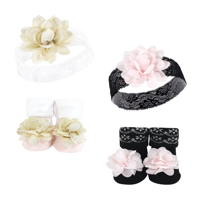 Hudson Baby baby-girls Headband and Socks Set, Lac