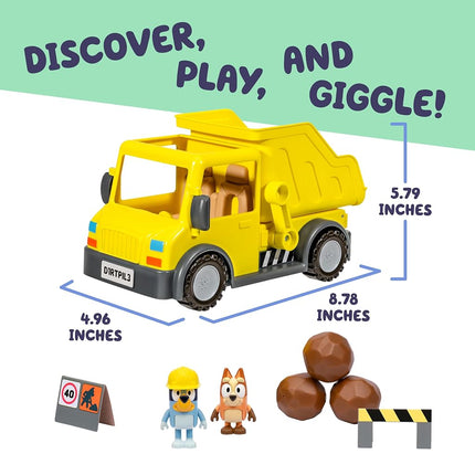 Bluey Dump Truck, With Load and Unload Feature, Get Some Work Done With Exclusive Hard-Hat and Muddy Bingo,