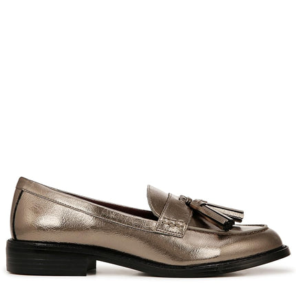 Franco Sarto Mocassins Femme Carolynn Low Slip on à Pompom, Métallisé Étain, 5.5