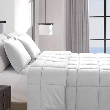 Elegant Comfort Edredón alternativo de plumón de 3 piezas con costuras en caja y fundas – Ultrasuave para todas las estaciones, inserto de edredón con pestañas en las esquinas, juego de edredón mullido y acogedor de 3 piezas, individual, blanco