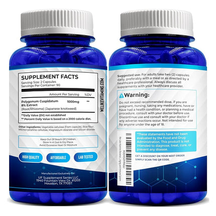 Resveratrol Capsules 1000mg Serving - 180 Capsules - Full 3 Month Supply - Antioxidant Trans Resveratrol Supplement Helps Support Anit-Aging and Cardiovascular System