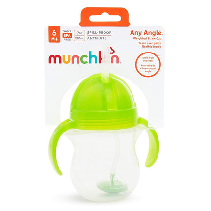 Munchkin Click Lock Weighted Flexi-Straw Cup, Green 7 oz 207ml ***Waterproof Label's Included to Personalise Your Little One's Cup***